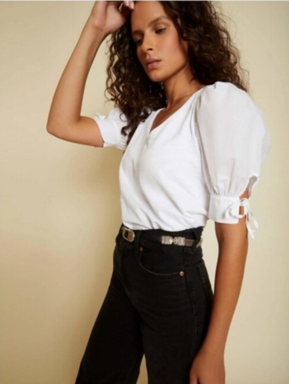 Nation LTD Kimberly Black Puff Sleeve Top Size XS